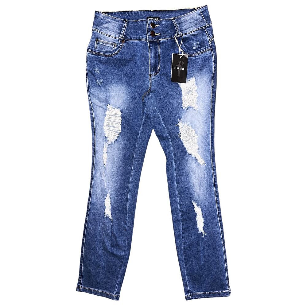 NWT Flamingo Ripped Mid-Rise Straight Leg Jeans Small (28'x28")
